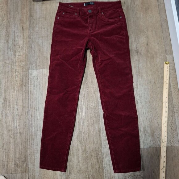 Kut From The Kloth Burgundy Corduroy Jeans 10 Skinny Stretch - Picture 1 of 8
